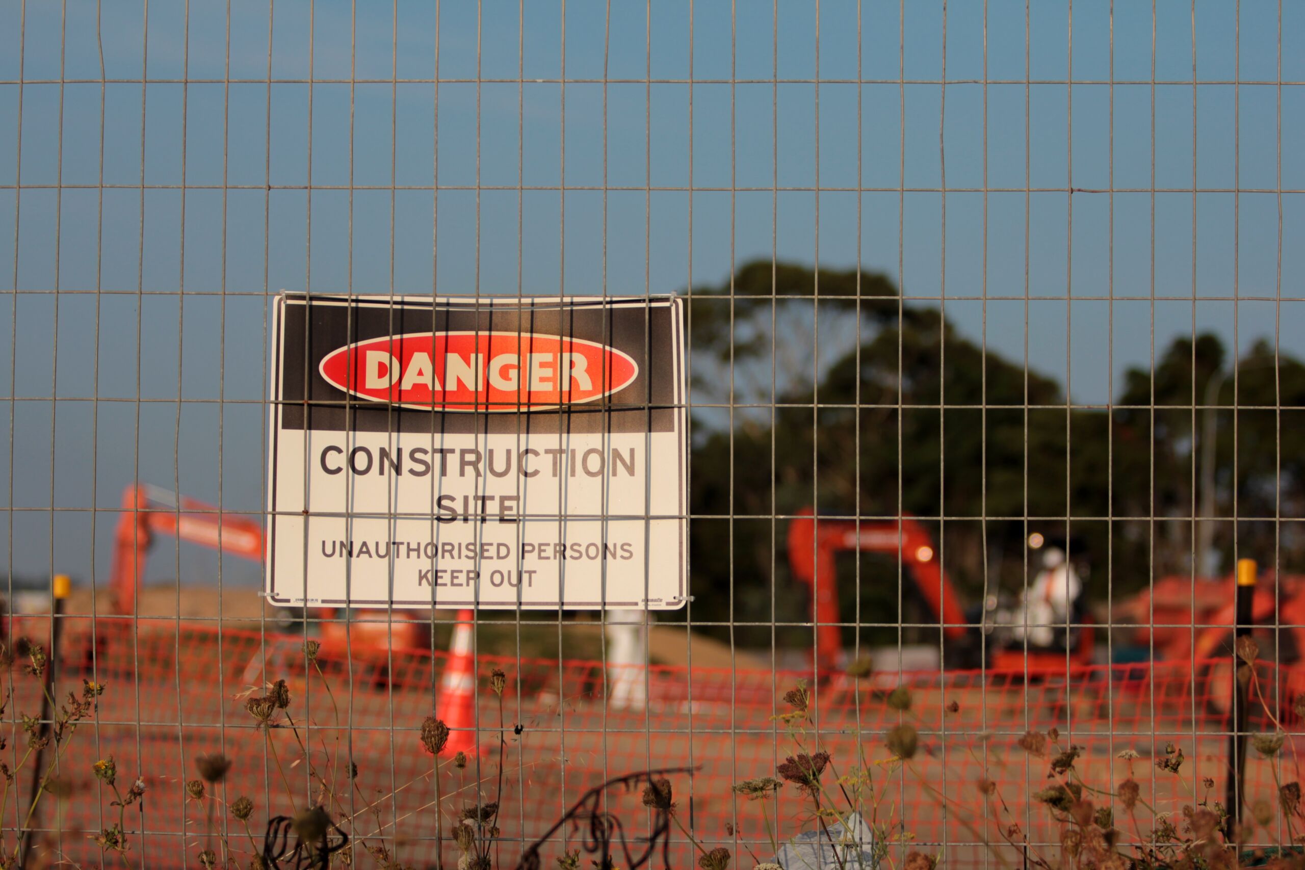 DANGER COVID-19 construction sign